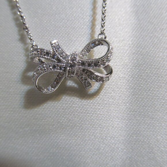 NWT Bella Luce Simulated Diamond Bow Design Adj 18" Necklace Sterling Silver 925 - Picture 10 of 16